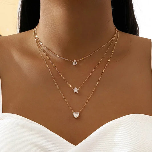 Shiny Rhinestone Love Heart Necklace